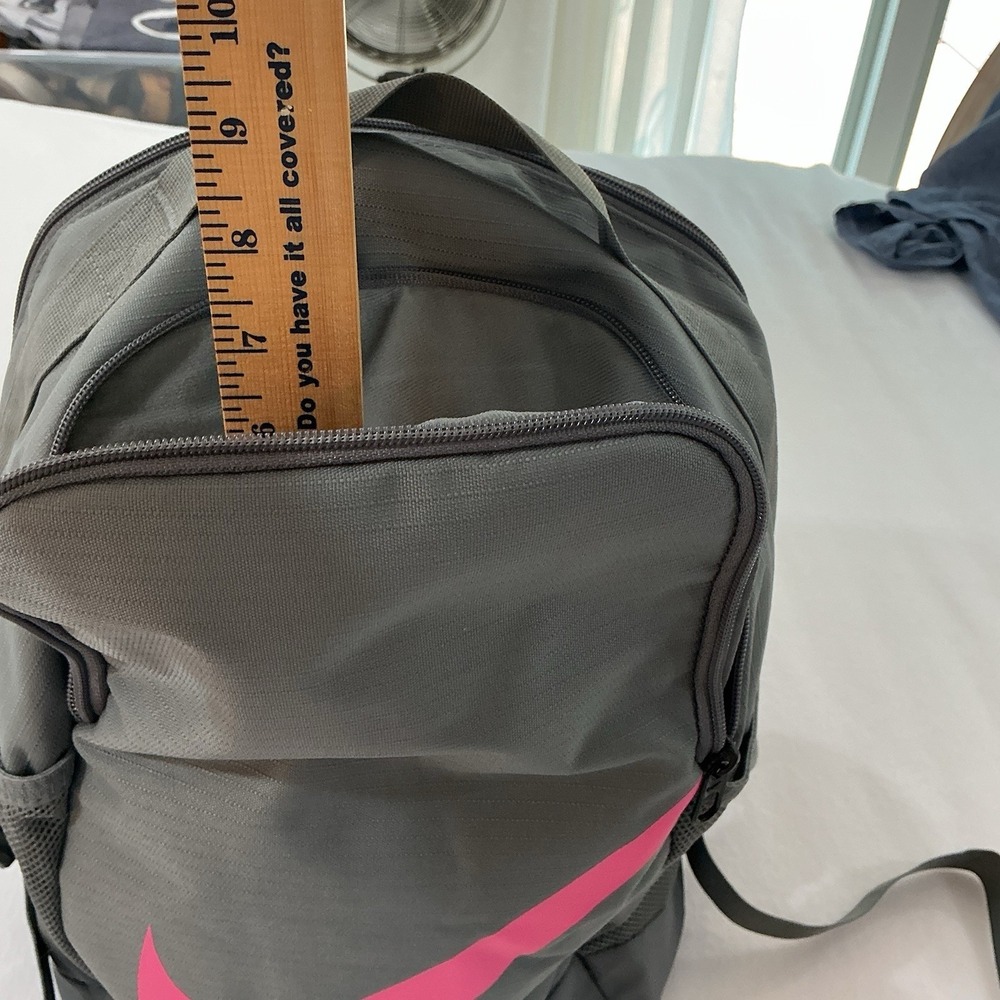 Nike Brasilia Backpack Gray Pink Swoosh 18" Travel School Sports Gym Athletic - Picture 7 of 16